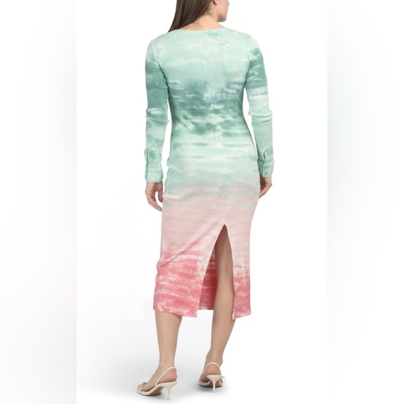 NWT Young Fabulous and Broke Leo Midi Dress Everglade Paintbrush Wash Green Pink - Picture 2 of 16